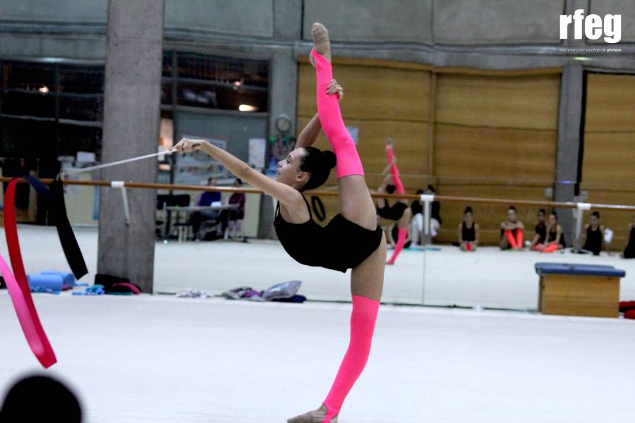 Dos gimnastas del Rítmica Pozuelo, en el CAR de Madrid