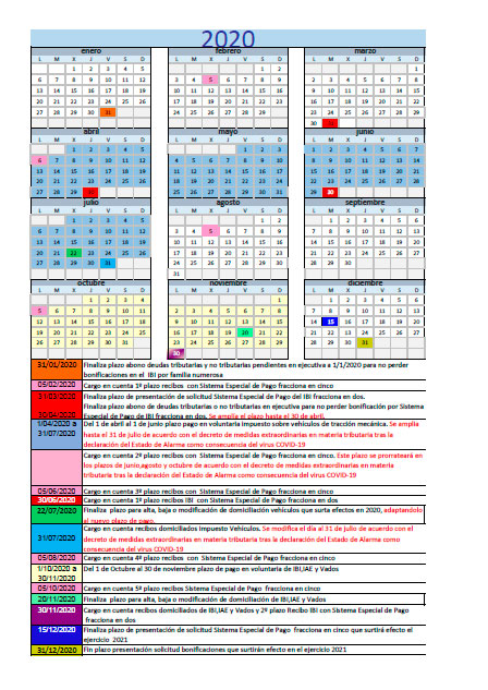 Calendario fiscal 2020