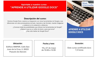 Curso "Aprende a utilizar Google Docs". Programa Madrid Aula Digital