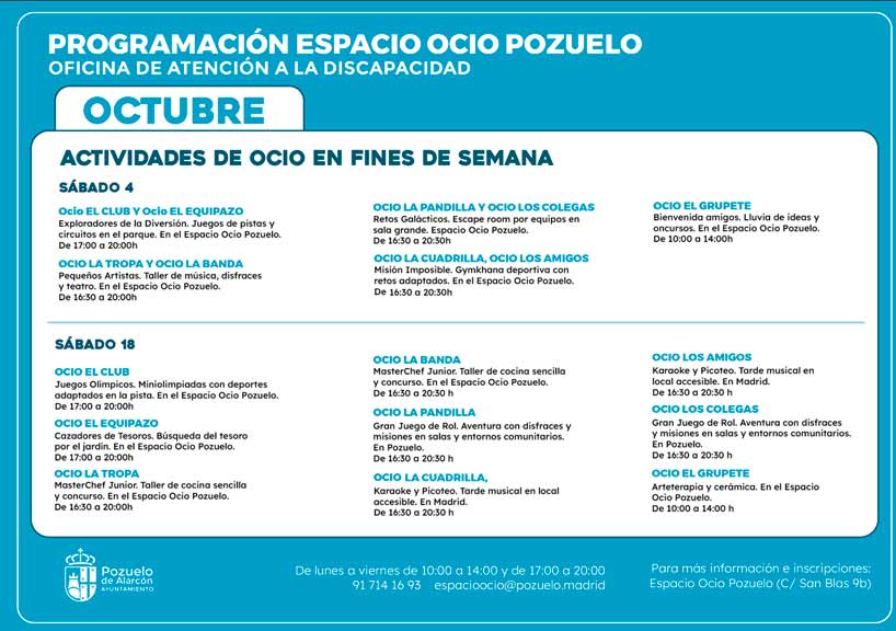 Actividades de ocio en fines de semana