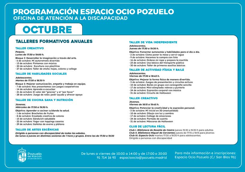 Talleres formativos anuales (Plazas disponibles)