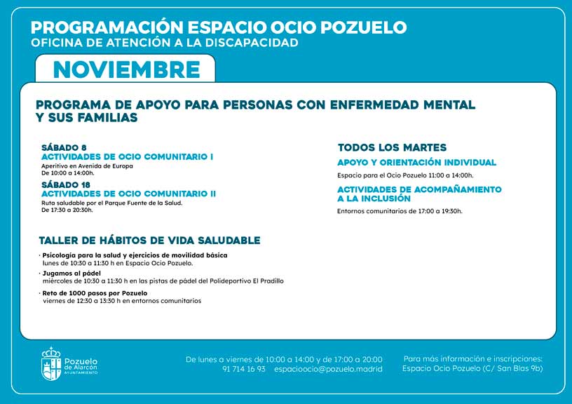 Programa de apoyo para personas con enfermedad mental y sus familias. Noviembre