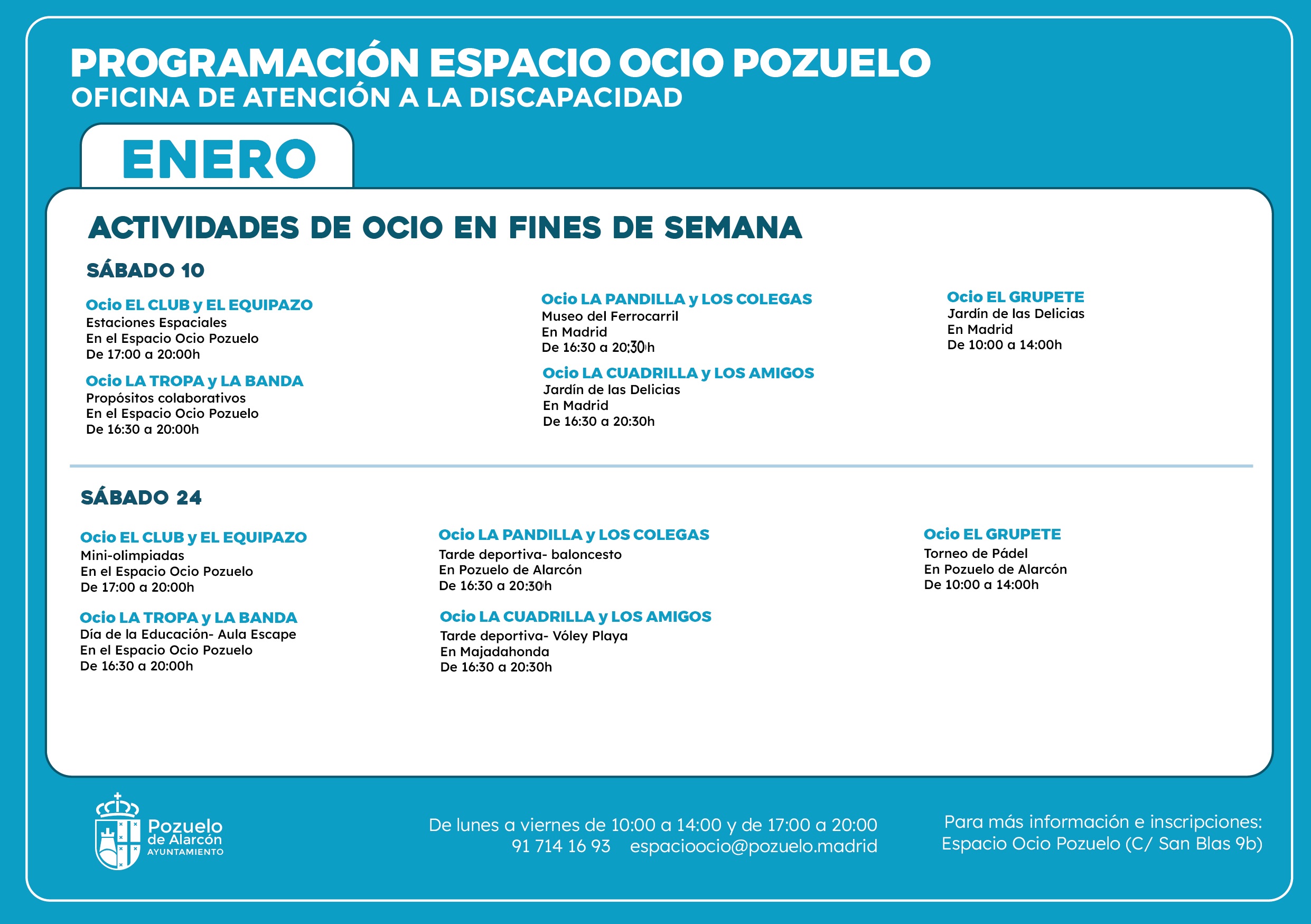 cartel espacio de ocio enero