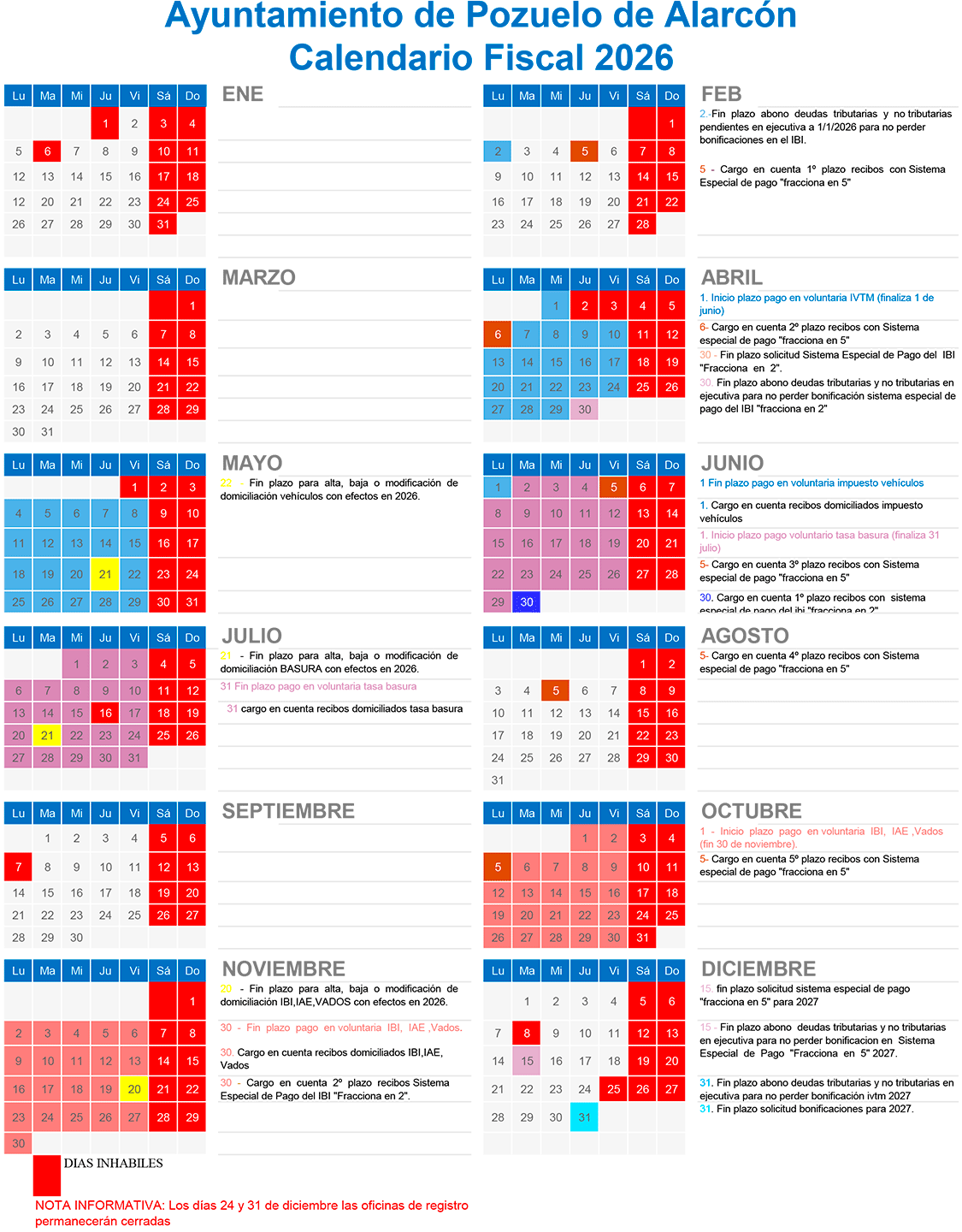 Calendario fiscal 2026