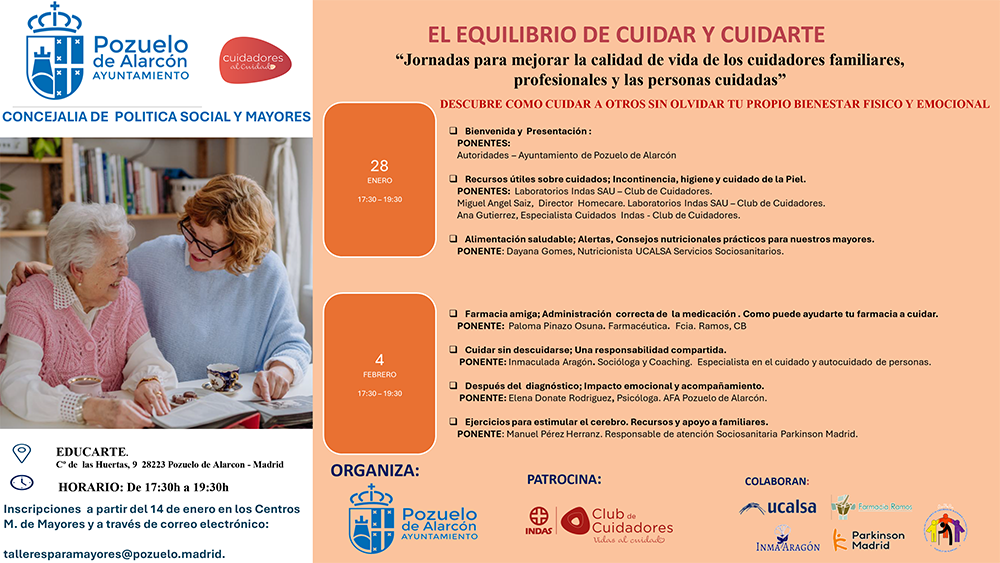 Cartel Jornadas para mejorar la calidad de vida de los cuidadores familiares, profesionales y personas cuidadas