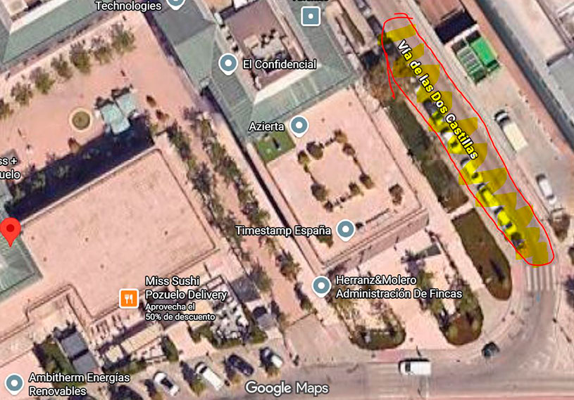 Plano corte Vía Dos Castillas