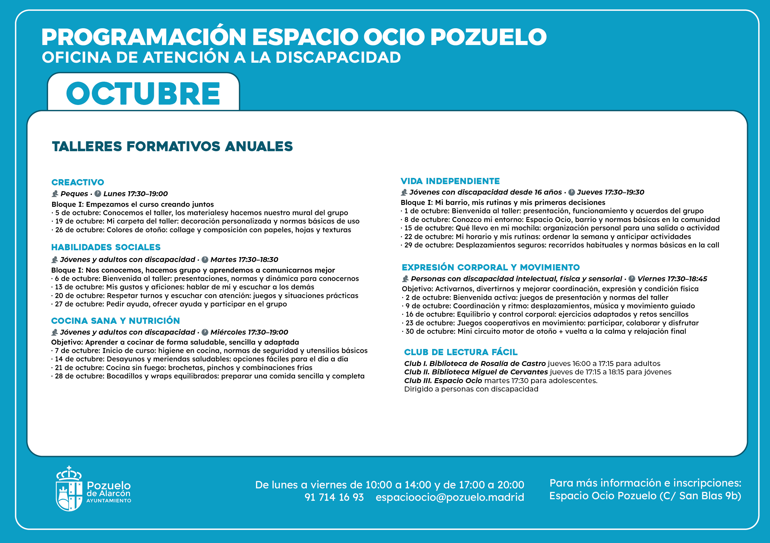 Discapacidad Talleres formativos octubre 2026