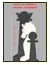 Logotipo del Club Ajedrez Pozuelo formado por 3 piezas de ajedrez (peón, caballo y reina) superpuestos de menos a mayor tamaño sobre un fondo gris y bajo el nombre del club