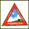 Logotipo del Club Alpino Piedrafita formado por una señal triangular con el borde rojo con una imagen en su interior de un paisaje natural