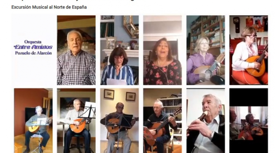 Los alumnos de uno de los talleres, en sus casas, practicando y actuando